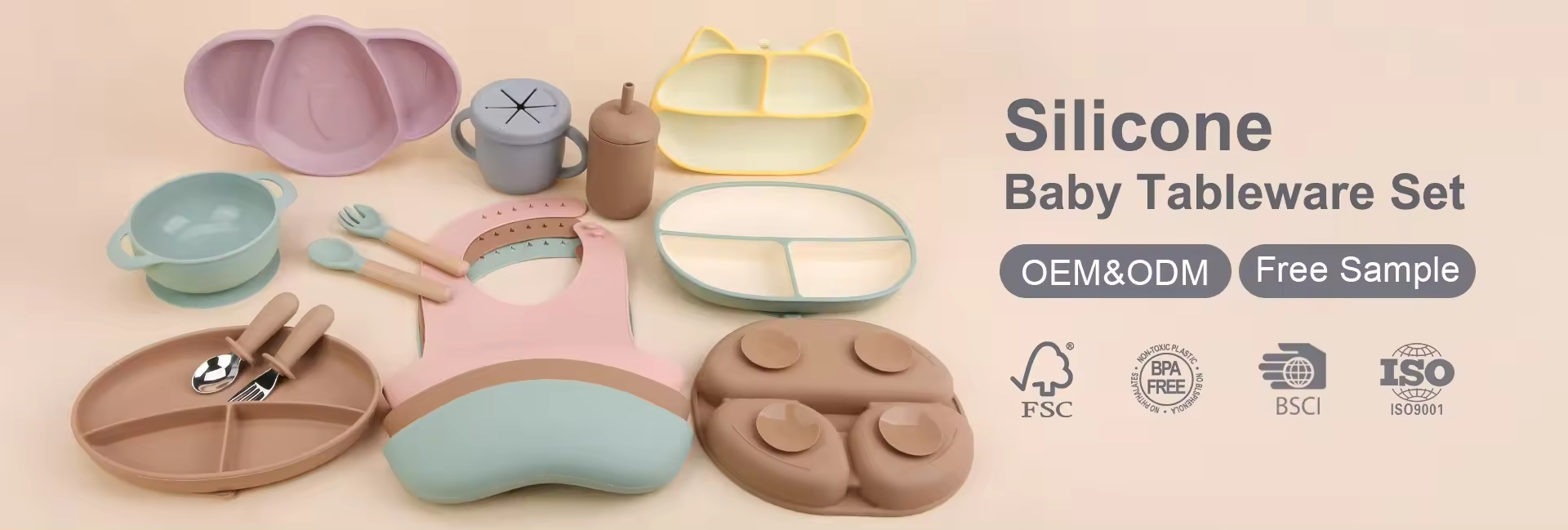 conjunto de alimentação para bebé em silicone