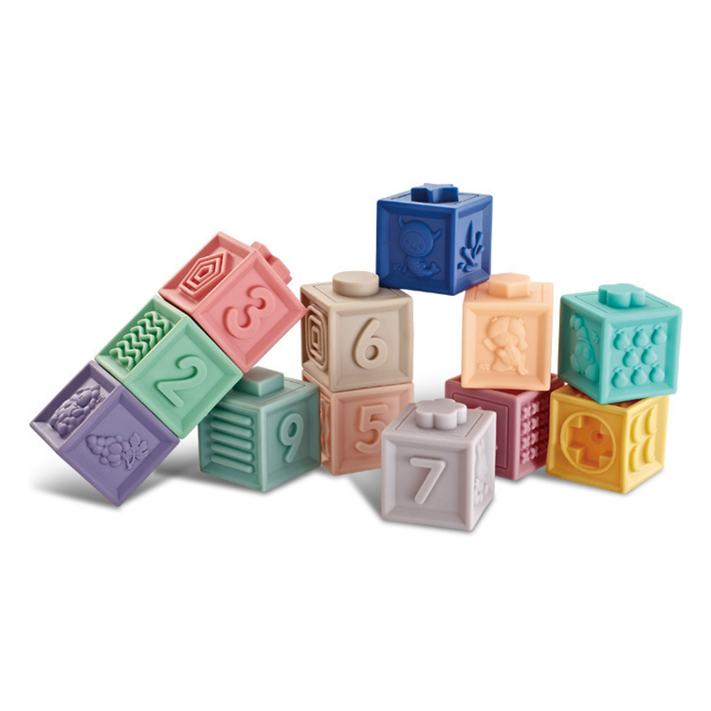 Blocs de construction en silicone Jouets Montessori Jouets cognitifs pour enfants en bas âge